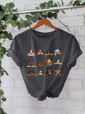 Playful Puppy Graphic Crew Neck T-Shirt - Greyblack
