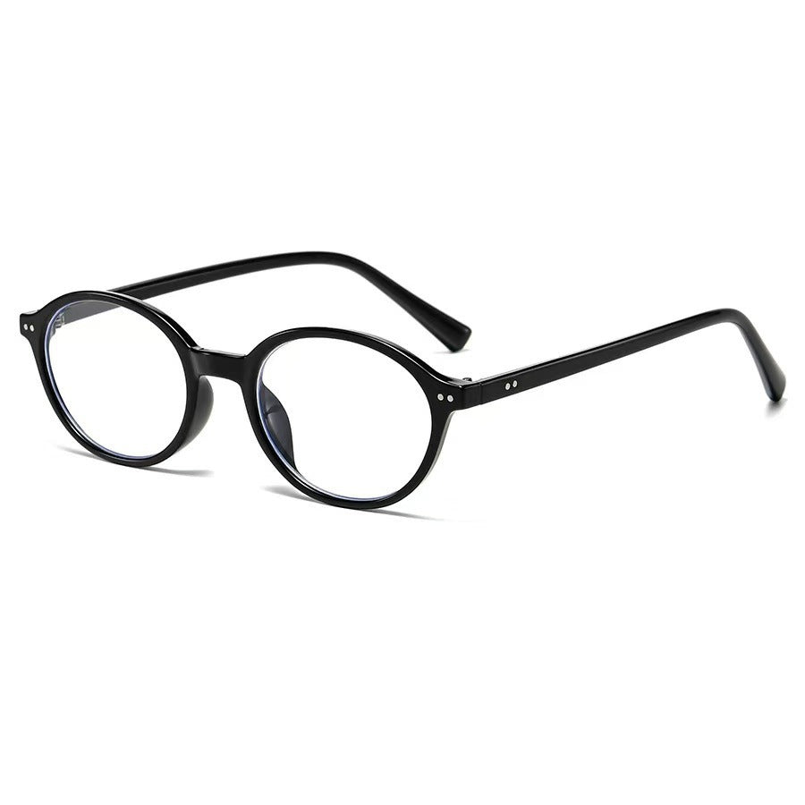 Vintage Oval Acetate Frame Eyeglasses - Black
