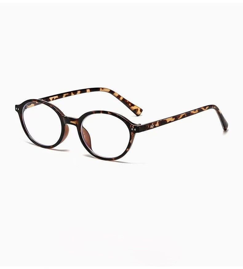 Vintage Oval Acetate Frame Eyeglasses - Leopard