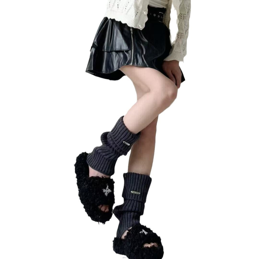 Ribbed Knit Slouch Leg Warmers