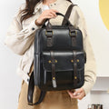 Vintage Buckle Strap Convertible Backpack - Black