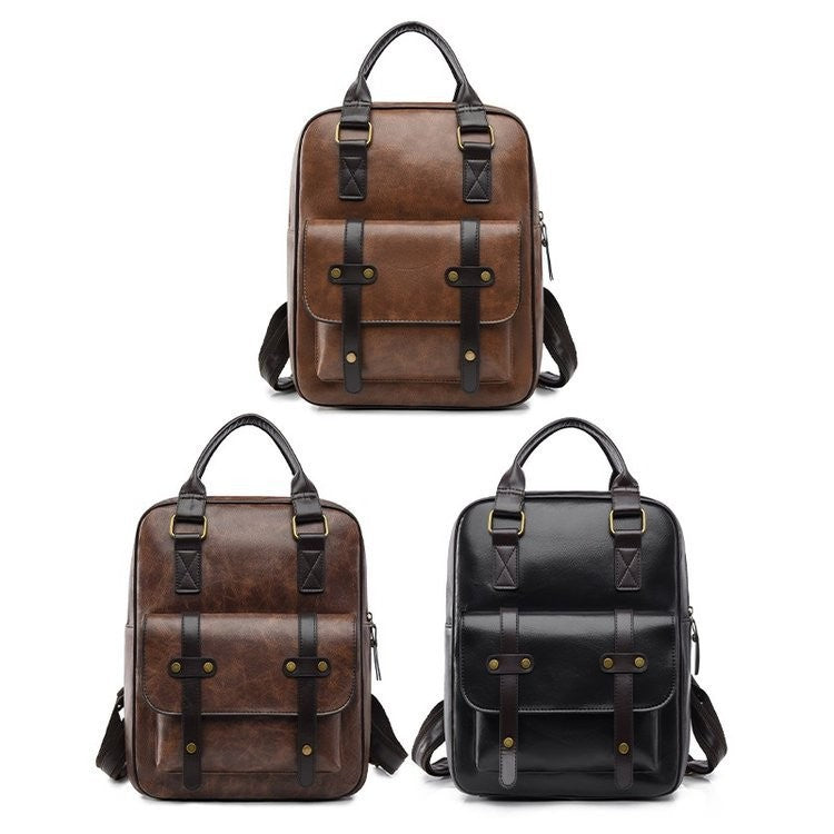 Vintage Buckle Strap Convertible Backpack