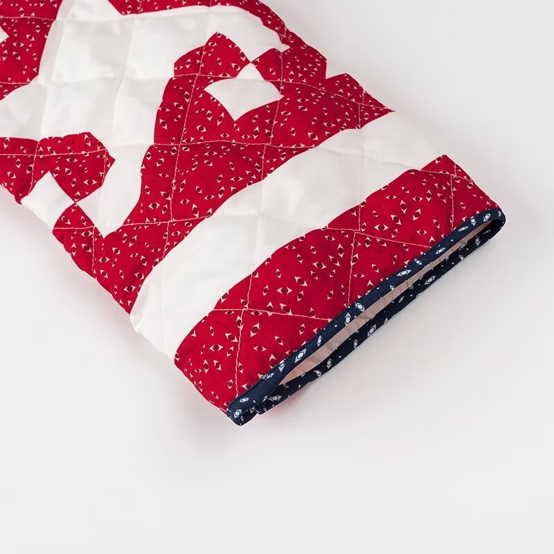Pinwheel Patchwork Print Quilted Jacket - Red - 8