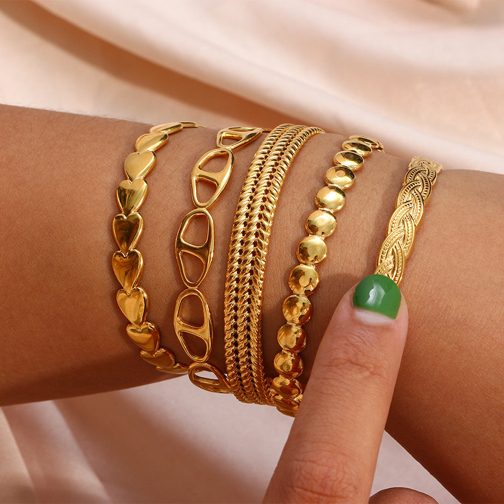 Textured Open Cuff Bracelet Stack - view 9