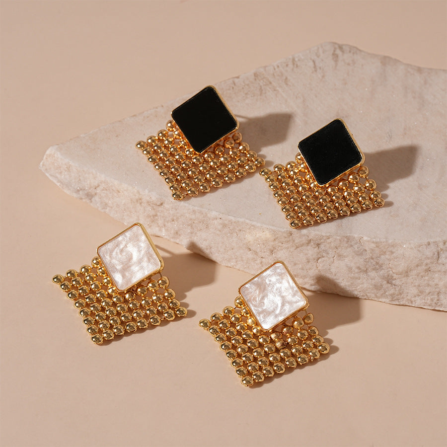 Woven Mesh Square Stud Earrings