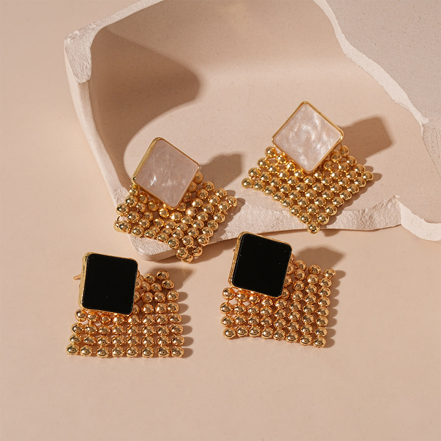 Woven Mesh Square Stud Earrings - view 1