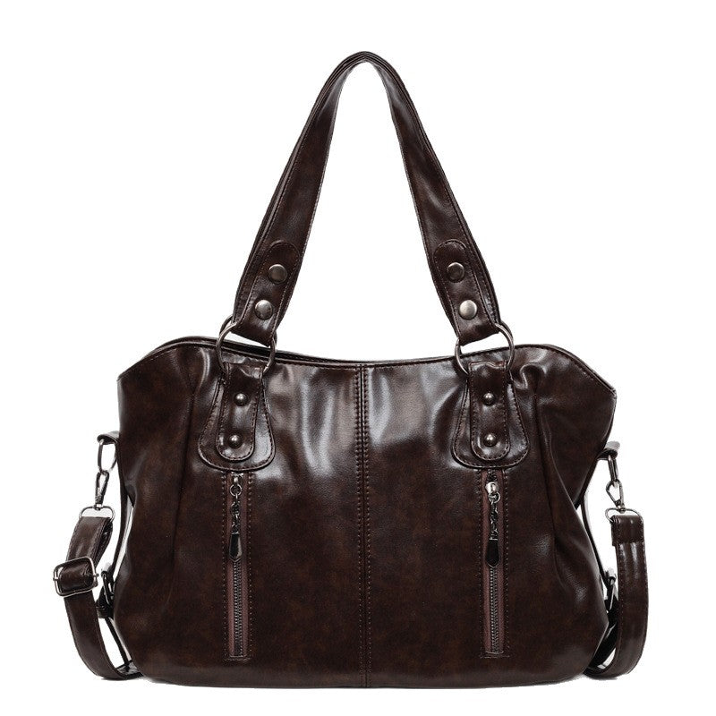 Slouchy Faux Leather Shoulder Tote Bag