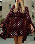 Tiered Ruffle Mini Dress With Bell Sleeves - C22