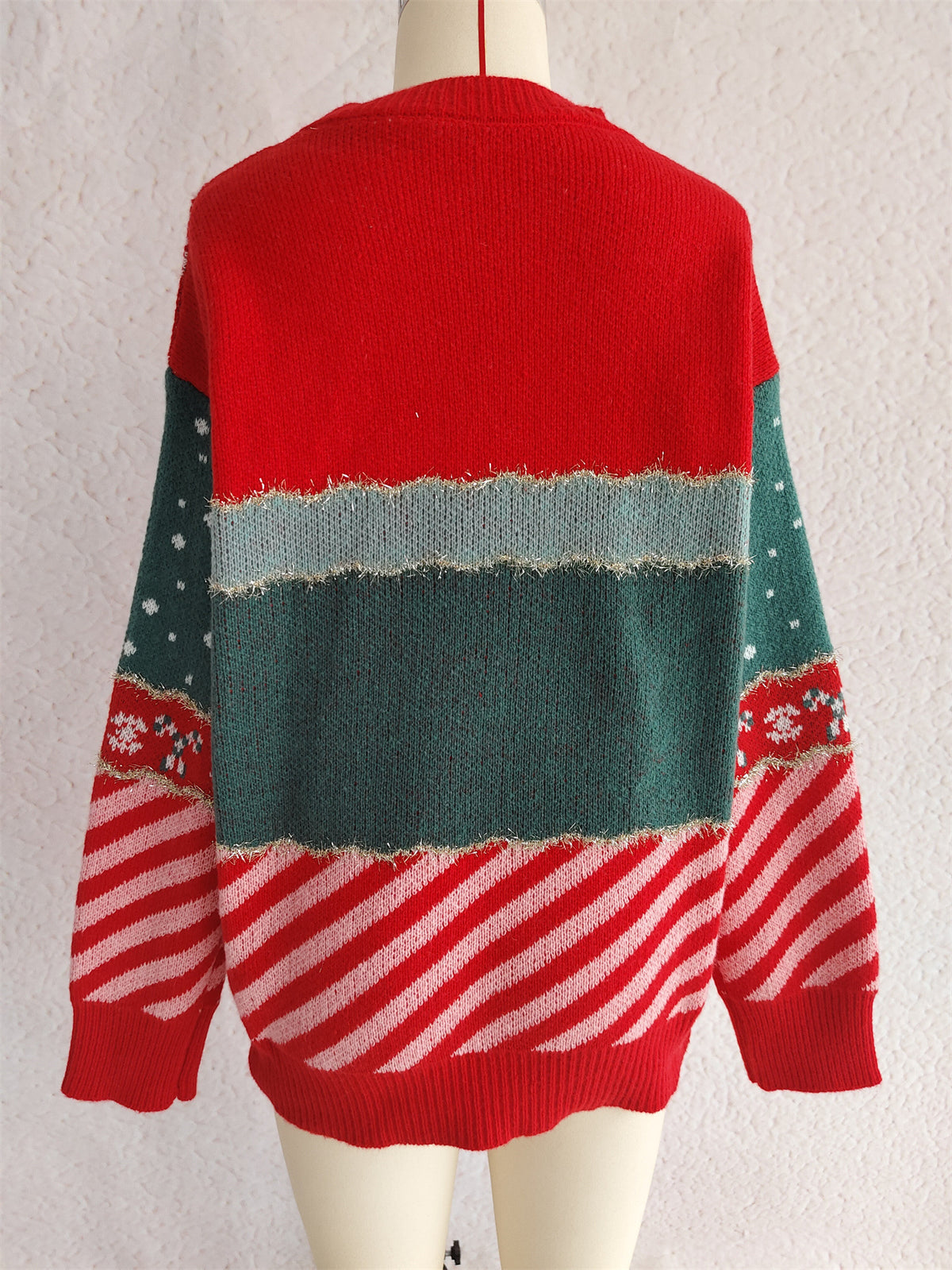 Festive Slogan Candy Stripe Christmas Sweater - Red - 4