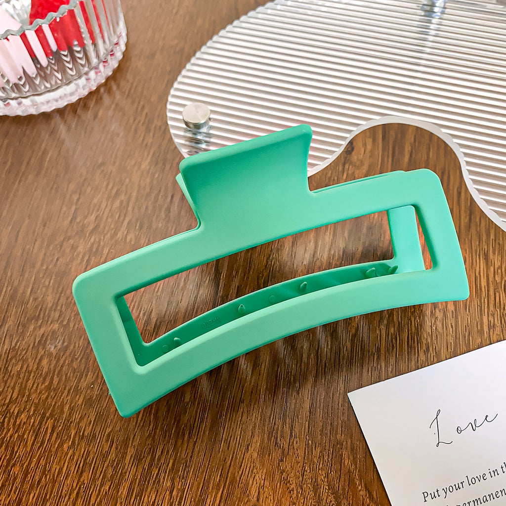 Matte Hollow Rectangle Large Claw Clip - Dark_Green