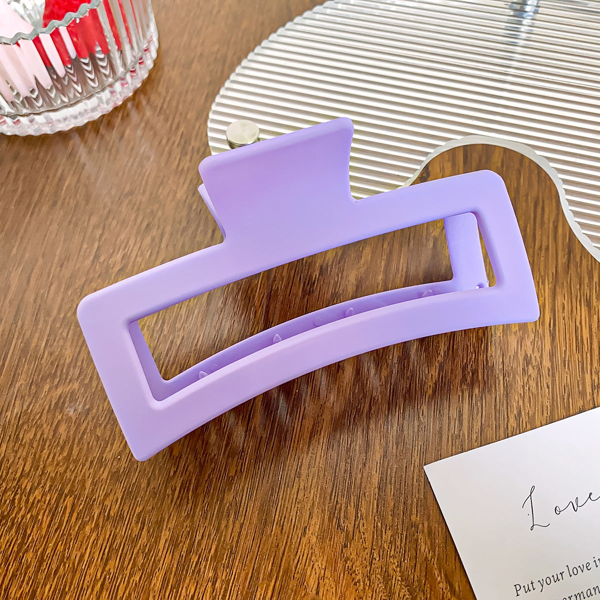Matte Hollow Rectangle Large Claw Clip - Purple
