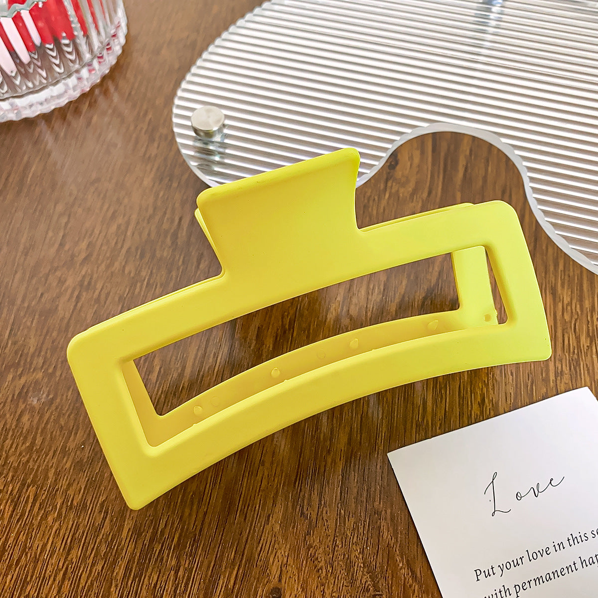 Matte Hollow Rectangle Large Claw Clip - Yellow