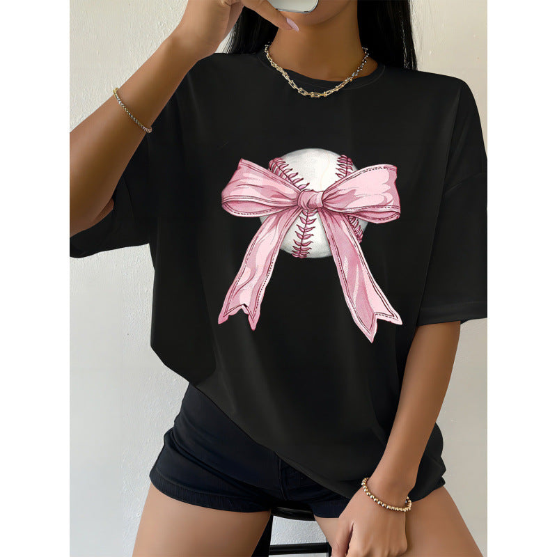 Bow And Cherry Print Oversized T Shirt - Bow