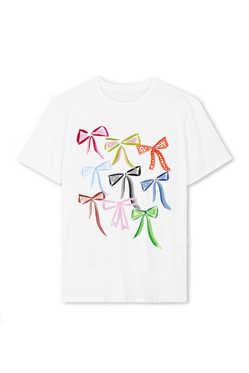 Playful Illustrated Graphic Short Sleeve Tee - bow