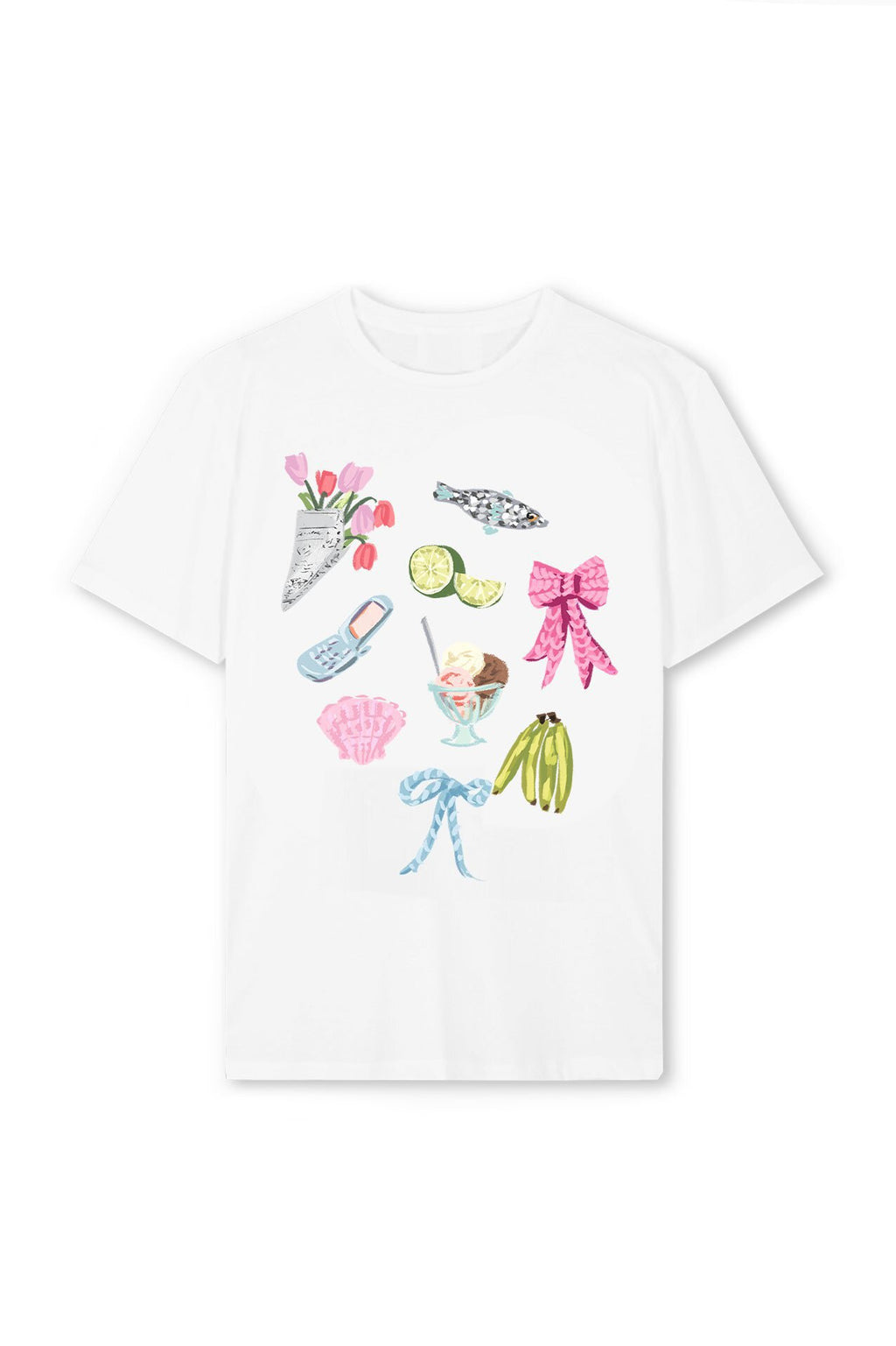 Playful Illustrated Graphic Short Sleeve Tee - icecream