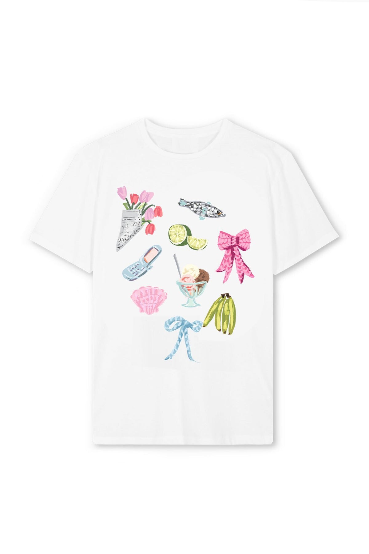 Playful Illustrated Graphic Short Sleeve Tee - icecream