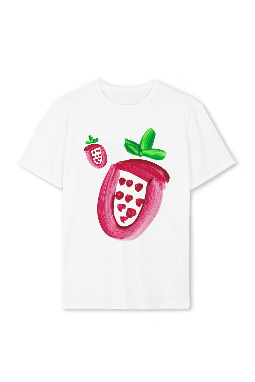 Playful Illustrated Graphic Short Sleeve Tee - strawberry