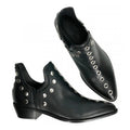 Studded Pointed Toe Cutout Ankle Booties - Black