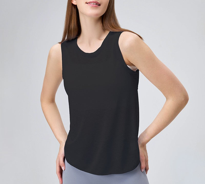 Open Cross Back Sleeveless Workout Tank - Black