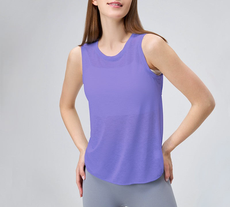 Open Cross Back Sleeveless Workout Tank - Purple