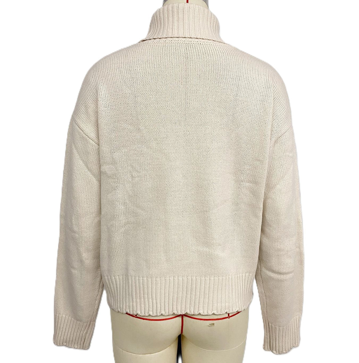 Retro Folk Jacquard Turtleneck Sweater - Beige - 2
