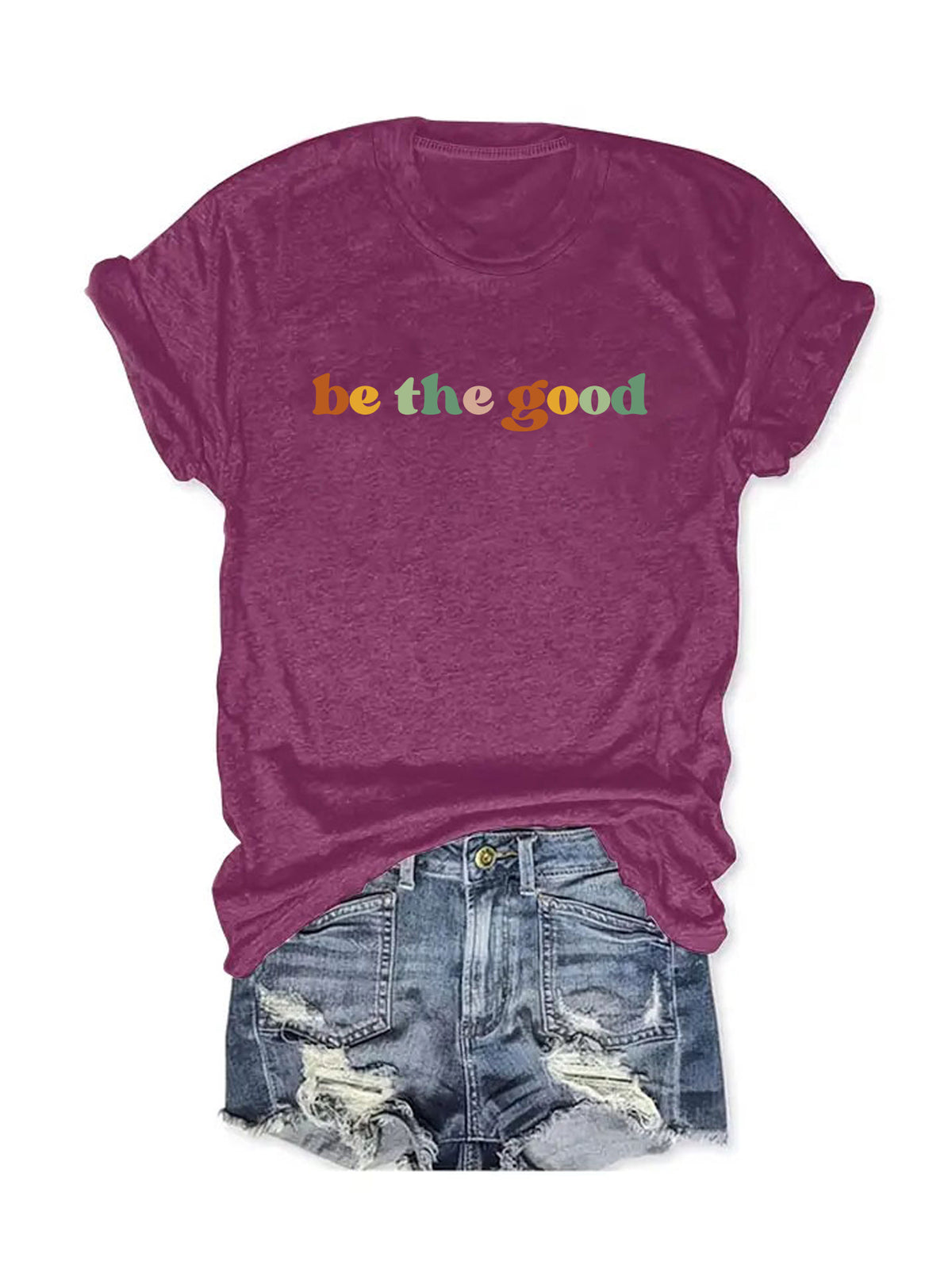 Be The Good Retro Slogan Tee - Berry