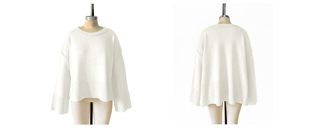 Wide Flare Sleeve Boat Neck Knit Top