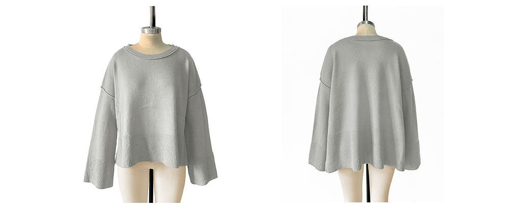 Wide Flare Sleeve Boat Neck Knit Top - view 5