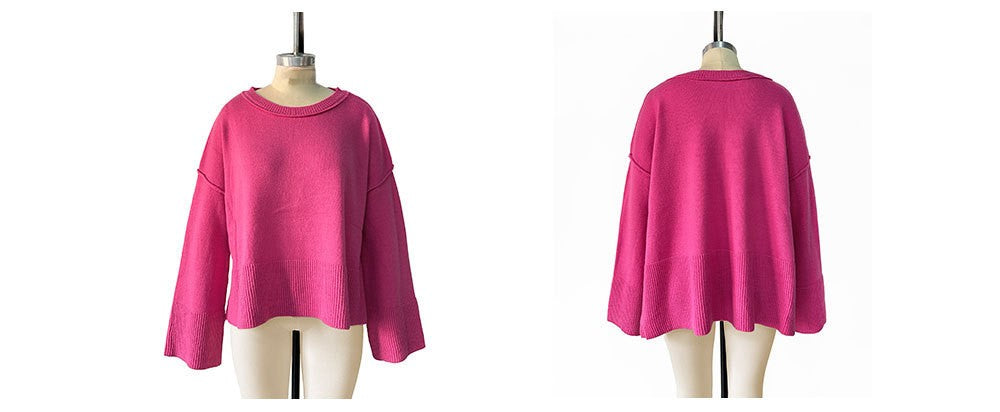 Wide Flare Sleeve Boat Neck Knit Top - view 6
