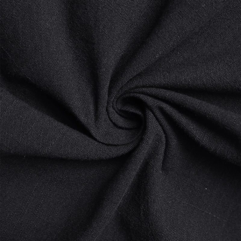 Drawstring Waist Slit Midi Skirt - Black - 3