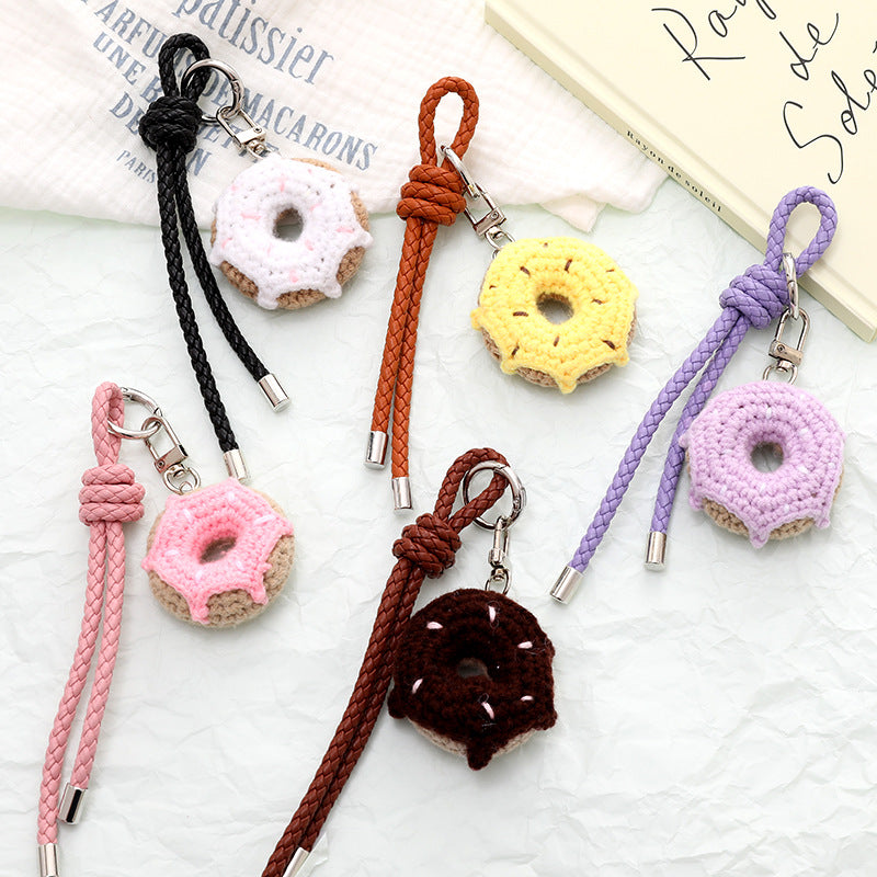 Crochet Donut Braided Cord Keychain