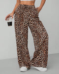 Leopard Spot High Waist Palazzo Pants - Coffee