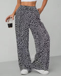 Leopard Spot High Waist Palazzo Pants - Grey