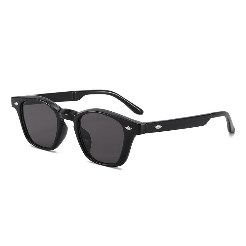 Rounded Square Frame Everyday Sunglasses - BLACK
