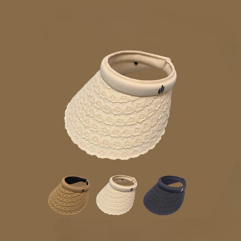 Openwork Straw Visor With Padded Headband