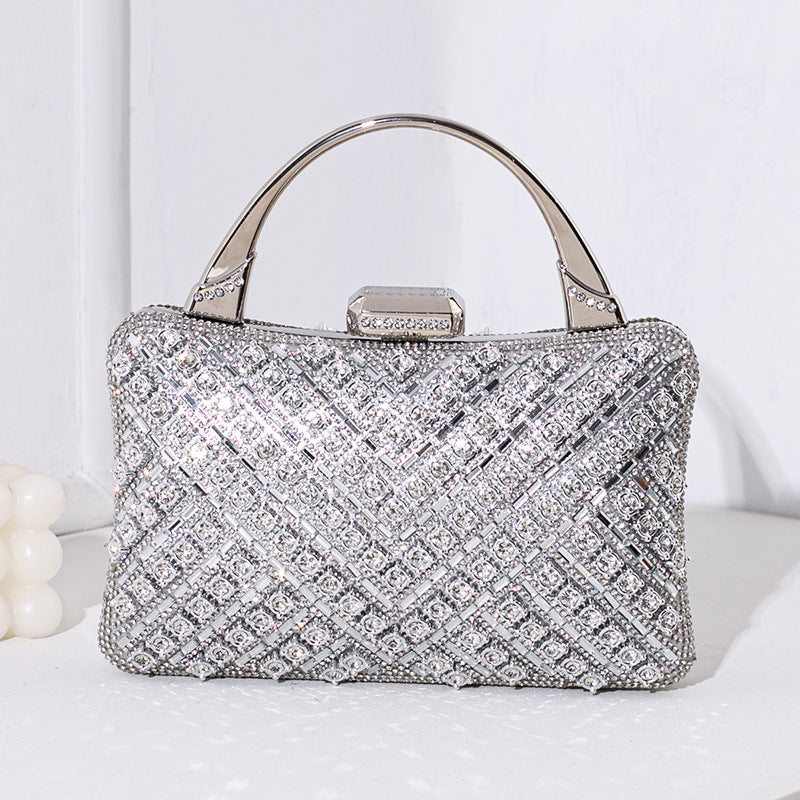 Rhinestone Embellished Evening Handbag - Silver