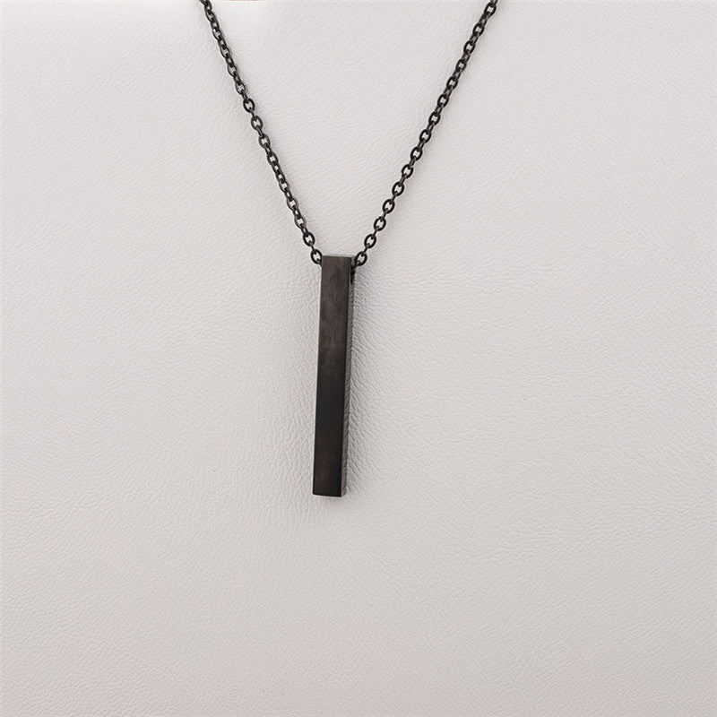 Vertical Bar Pendant Chain Necklace - Black