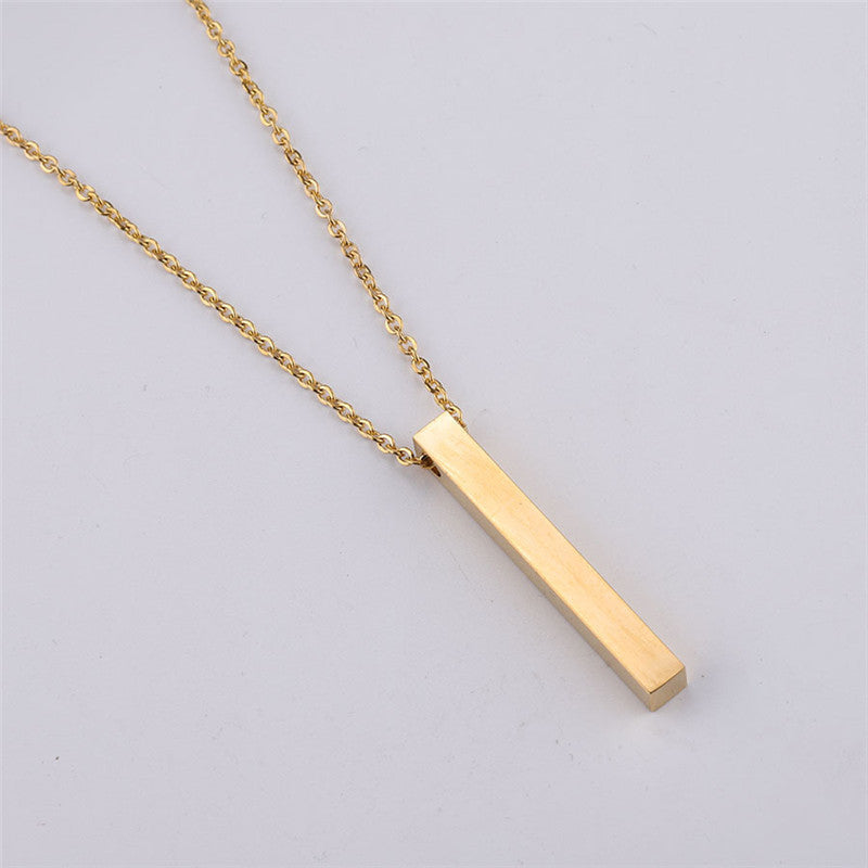 Vertical Bar Pendant Chain Necklace - Gold