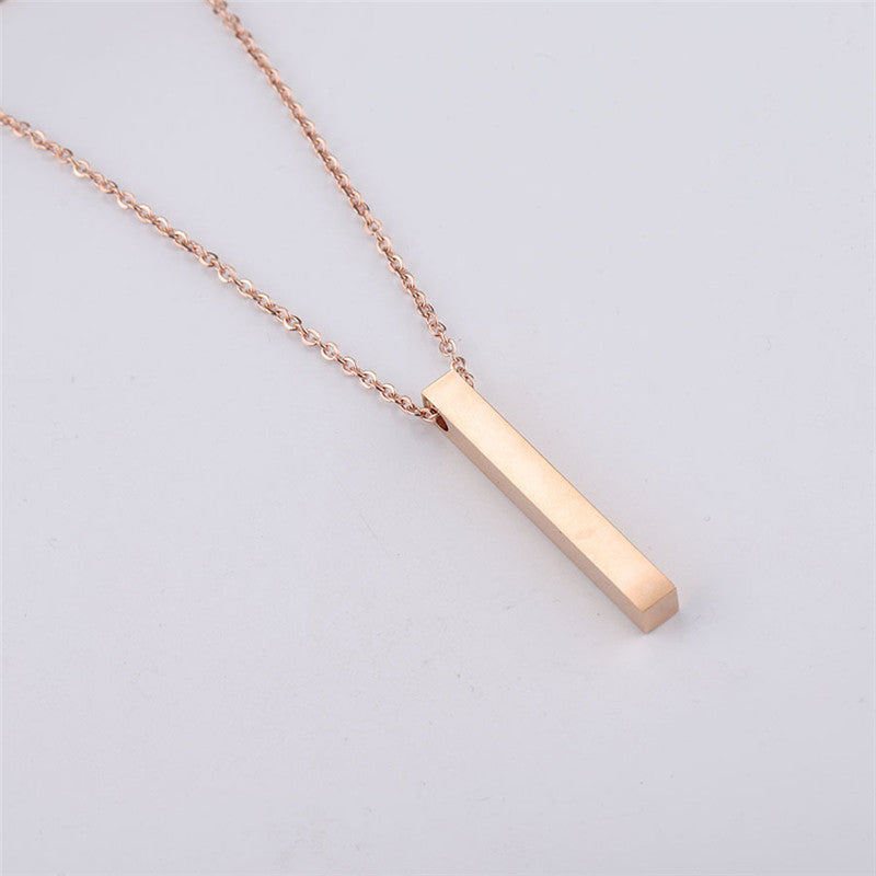 Vertical Bar Pendant Chain Necklace - RoseGold