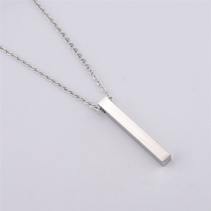 Vertical Bar Pendant Chain Necklace - Steel