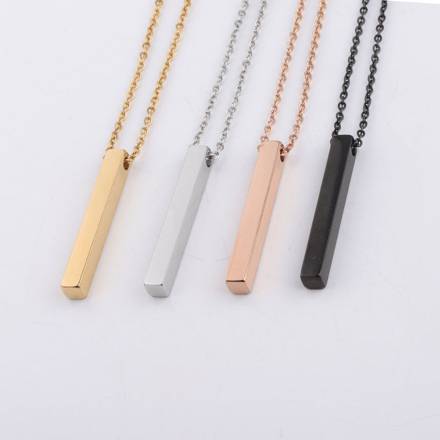 Vertical Bar Pendant Chain Necklace