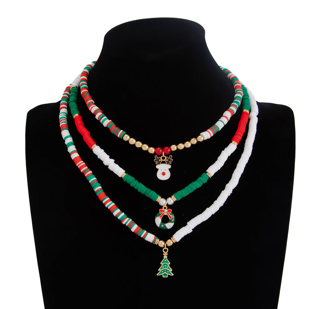 Layered Heishi Bead Holiday Charm Necklace - NO-1 - 2