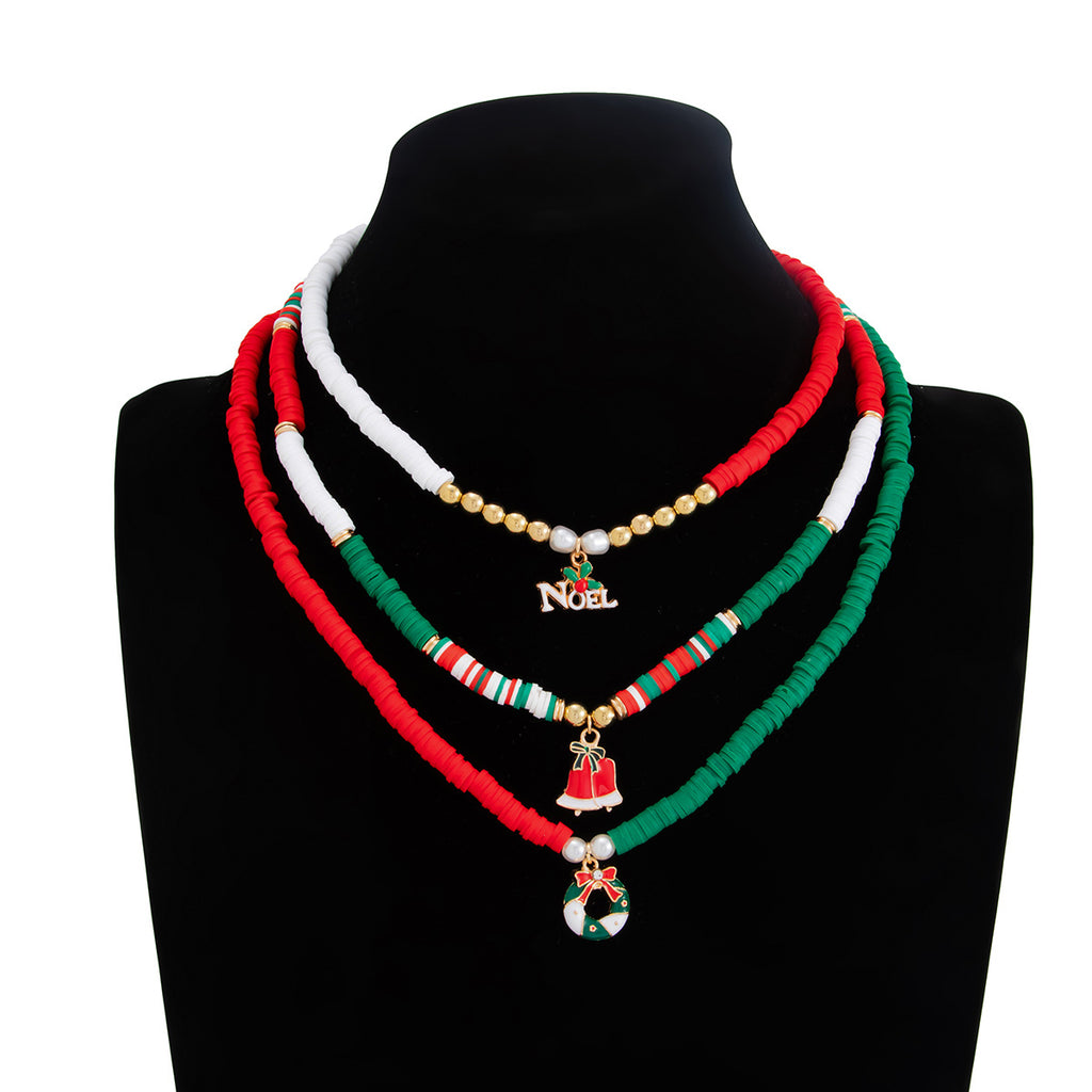 Layered Heishi Bead Holiday Charm Necklace - NO-2 - 2