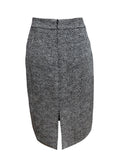 Herringbone Textured Midi Skirt With Back Slit - Black