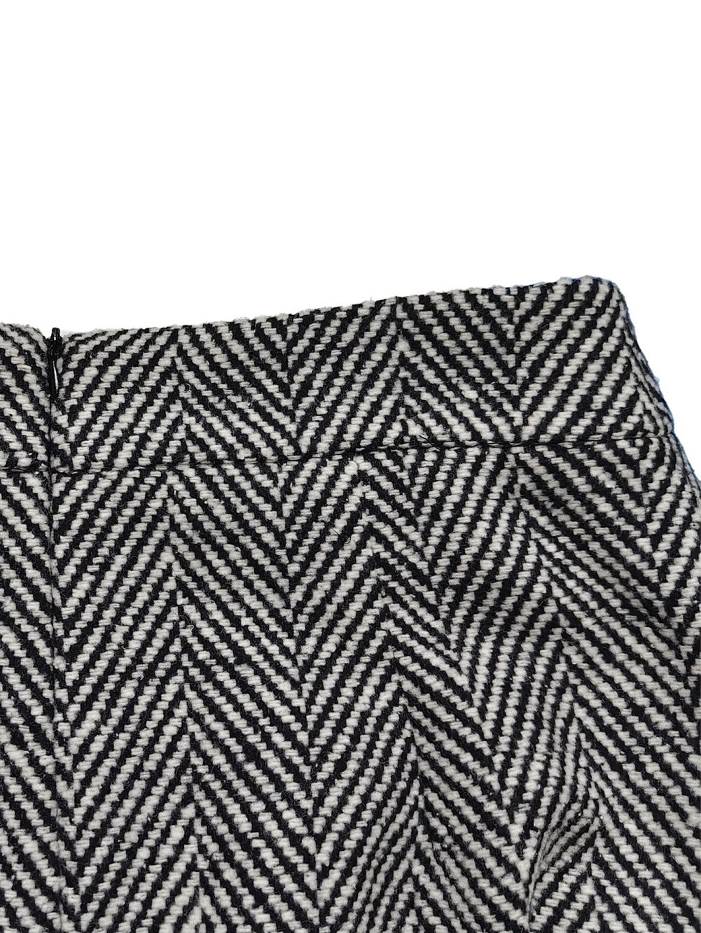 Herringbone Textured Midi Skirt With Back Slit - Black - 1