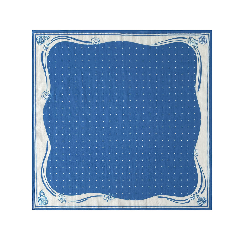 Retro Check And Paisley Cotton Bandana - Blue