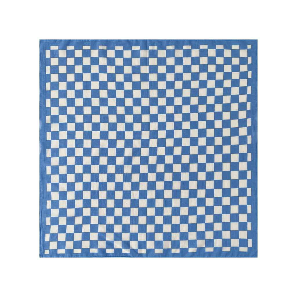 Retro Check And Paisley Cotton Bandana - BlueWhite - 1