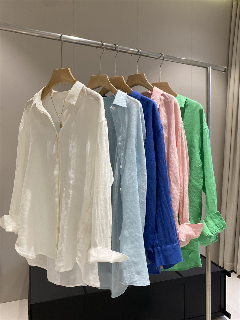 Breezy Linen Weave Oversized Collared Shirt