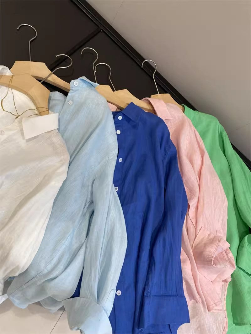 Breezy Linen Weave Oversized Collared Shirt - view 16