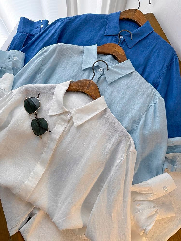 Breezy Linen Weave Oversized Collared Shirt - view 2